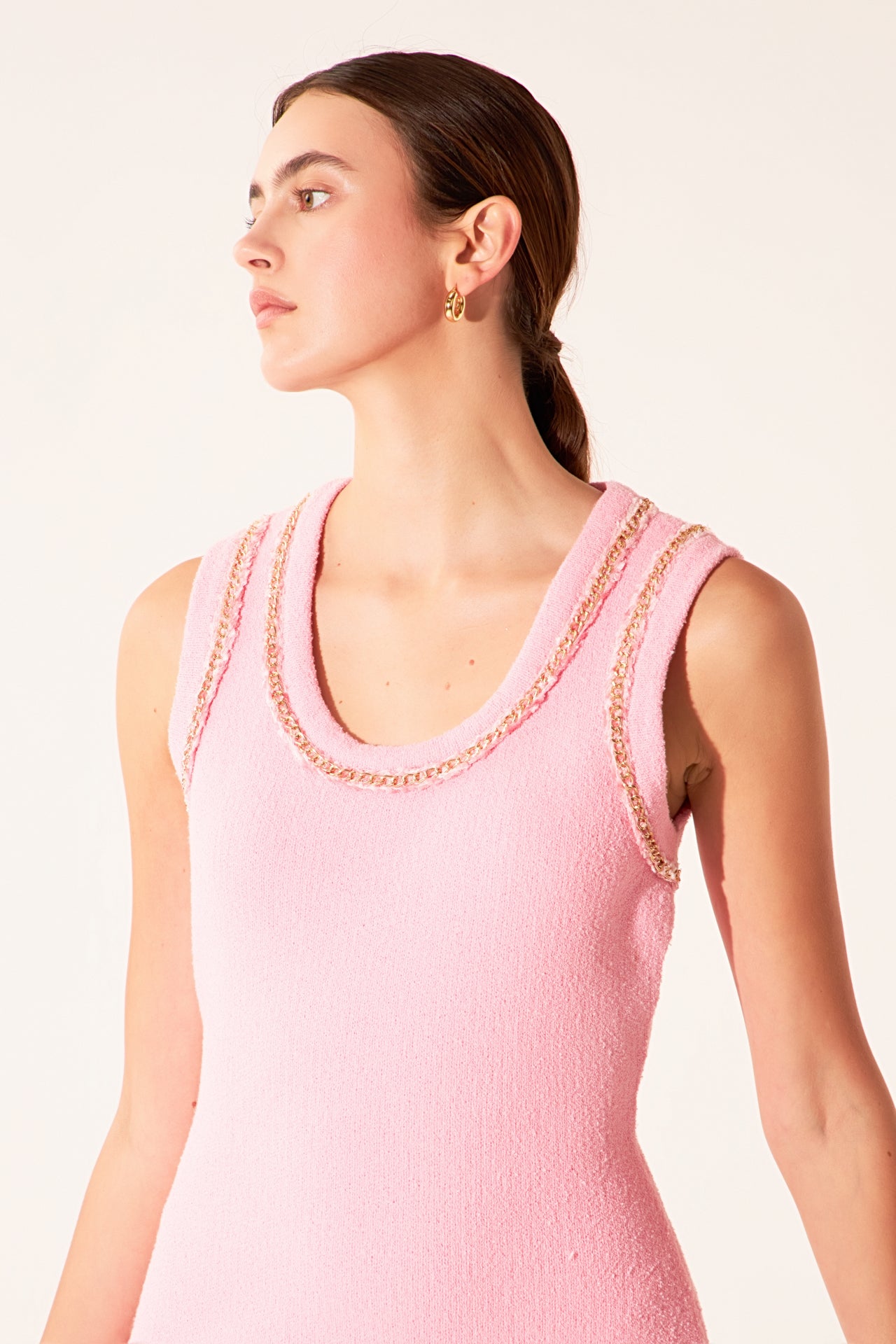 ENDLESS ROSE - Chain Detail Knit Mini Dress - DRESSES available at Objectrare