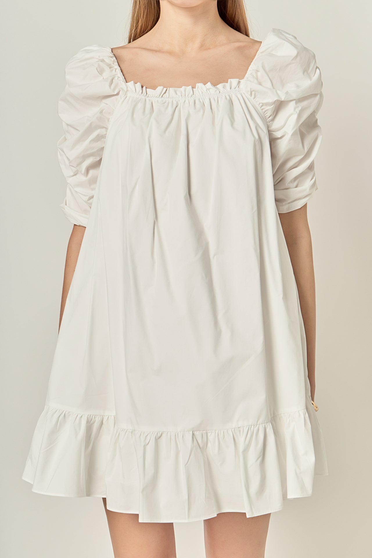 ENGLISH FACTORY - Shirred Puff Sleeve Mini Dress - DRESSES available at Objectrare