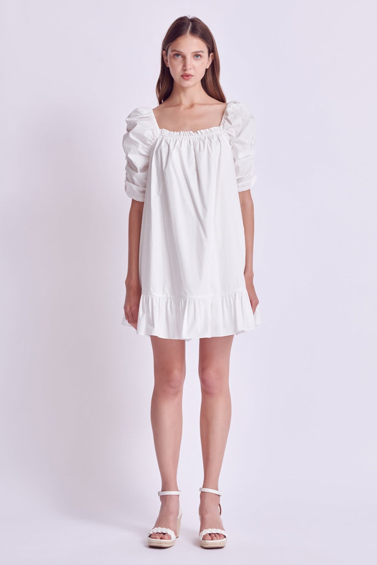 ENGLISH FACTORY - Shirred Puff Sleeve Mini Dress - DRESSES available at Objectrare
