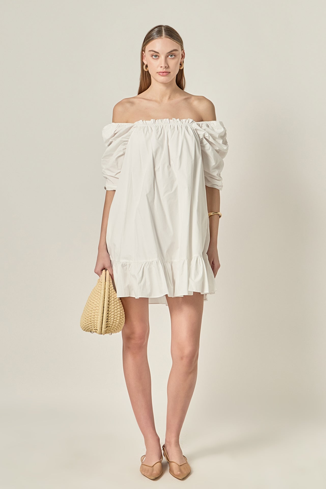 ENGLISH FACTORY - Shirred Puff Sleeve Mini Dress - DRESSES available at Objectrare