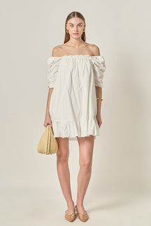 ENGLISH FACTORY - Shirred Puff Sleeve Mini Dress - DRESSES available at Objectrare