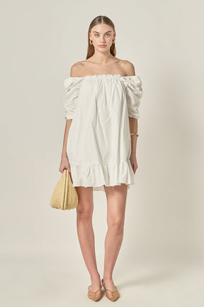 ENGLISH FACTORY - Shirred Puff Sleeve Mini Dress - DRESSES available at Objectrare