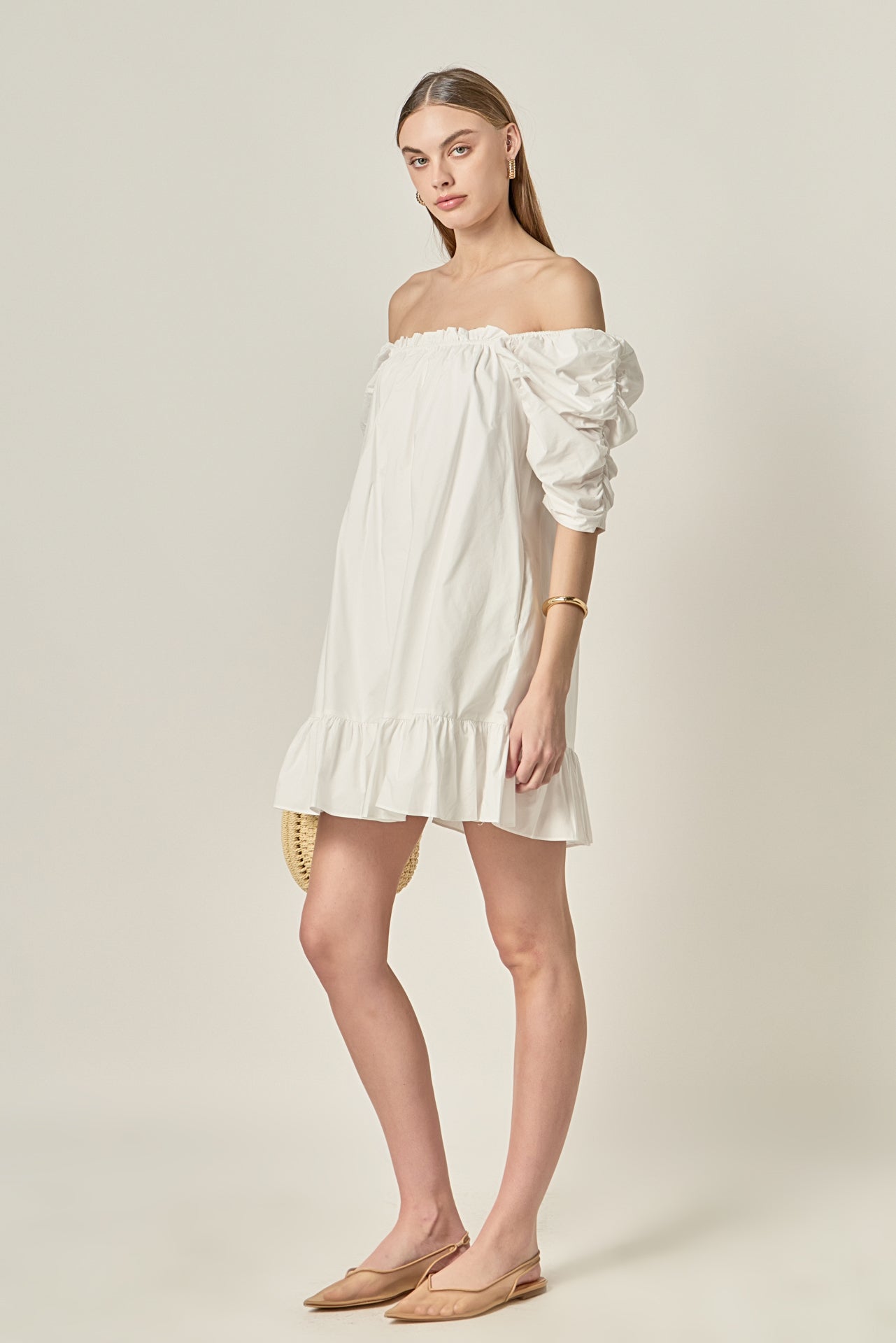 ENGLISH FACTORY - Shirred Puff Sleeve Mini Dress - DRESSES available at Objectrare