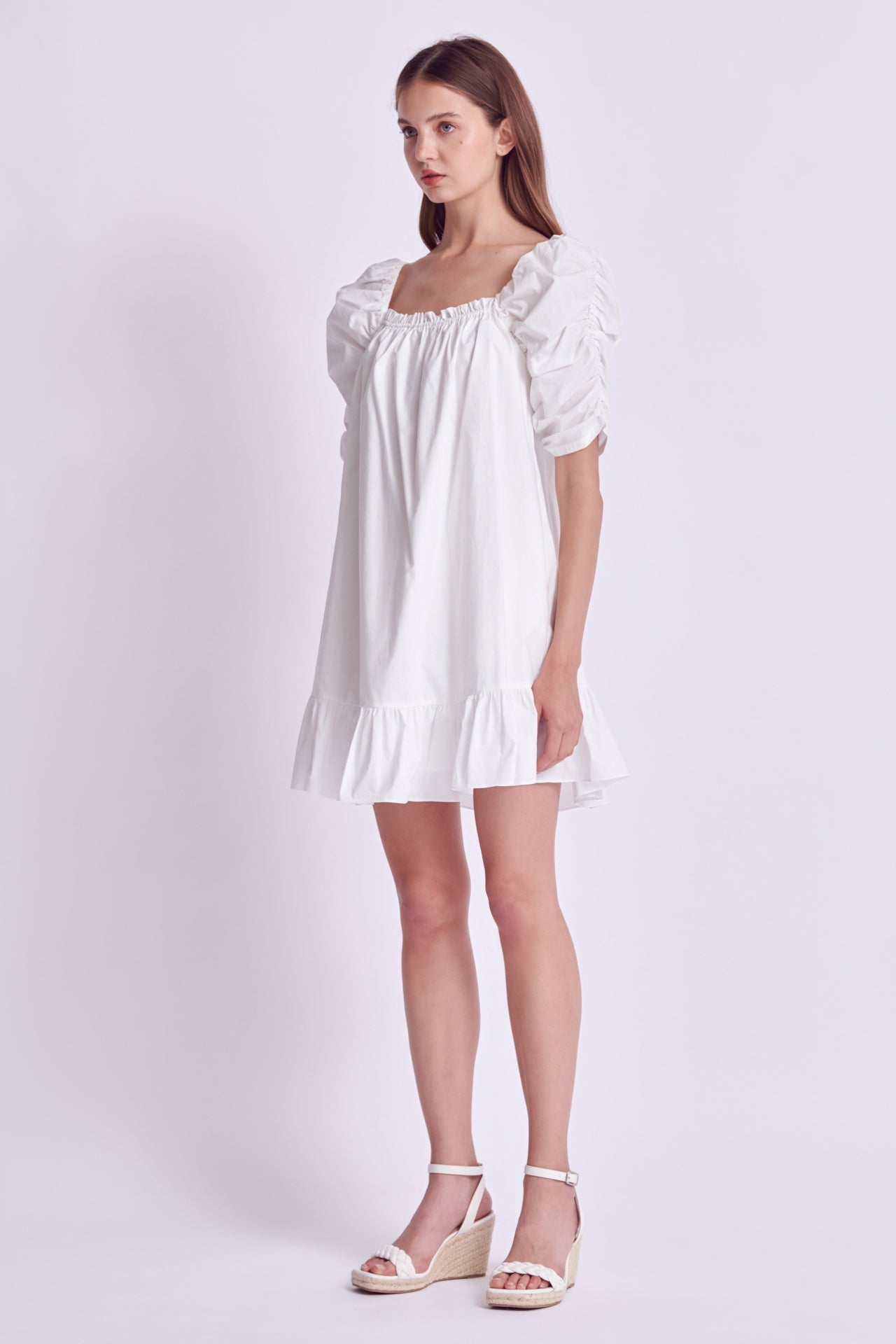 ENGLISH FACTORY - Shirred Puff Sleeve Mini Dress - DRESSES available at Objectrare