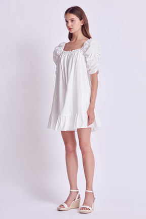 ENGLISH FACTORY - Shirred Puff Sleeve Mini Dress - DRESSES available at Objectrare