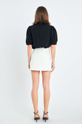 ENGLISH FACTORY - Jewel Button Puff Sleeve Top - SHIRTS & BLOUSES available at Objectrare