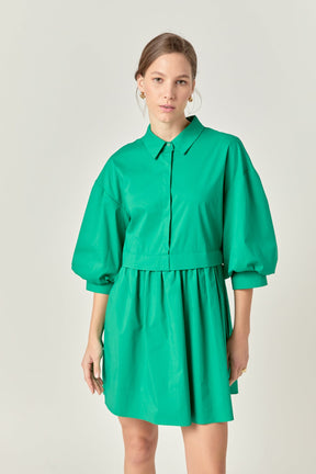 ENGLISH FACTORY - Puff Sleeve Shirt Dress - DRESSES available at Objectrare