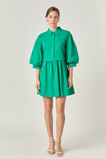 ENGLISH FACTORY - Puff Sleeve Shirt Dress - DRESSES available at Objectrare