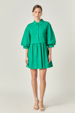 ENGLISH FACTORY - Puff Sleeve Shirt Dress - DRESSES available at Objectrare