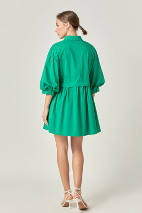 ENGLISH FACTORY - Puff Sleeve Shirt Dress - DRESSES available at Objectrare