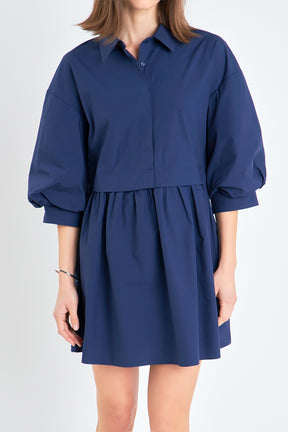 ENGLISH FACTORY - Puff Sleeve Shirt Dress - DRESSES available at Objectrare