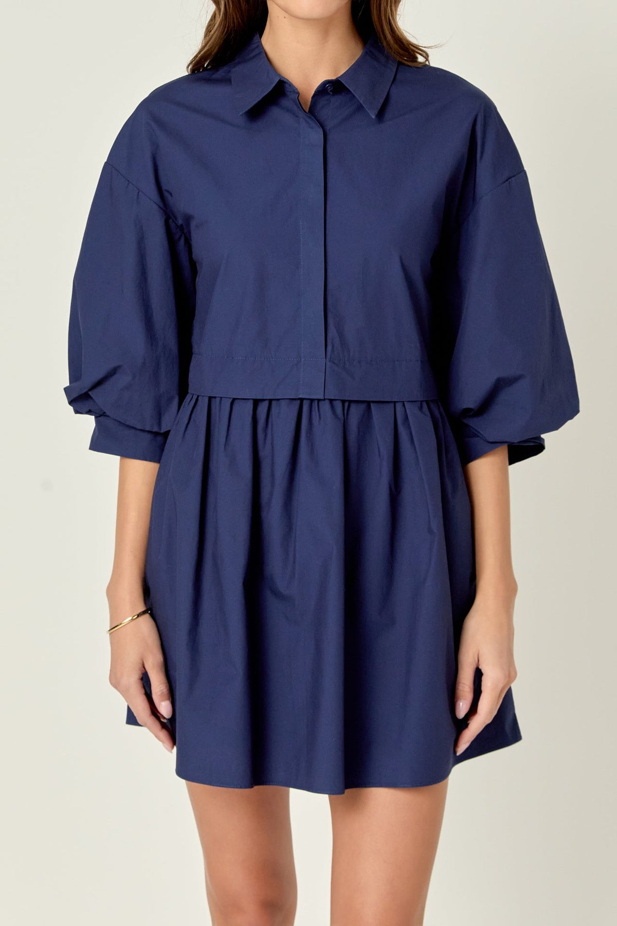 ENGLISH FACTORY - English Factory - Puff Sleeve Shirt Dress - DRESSES available at Objectrare