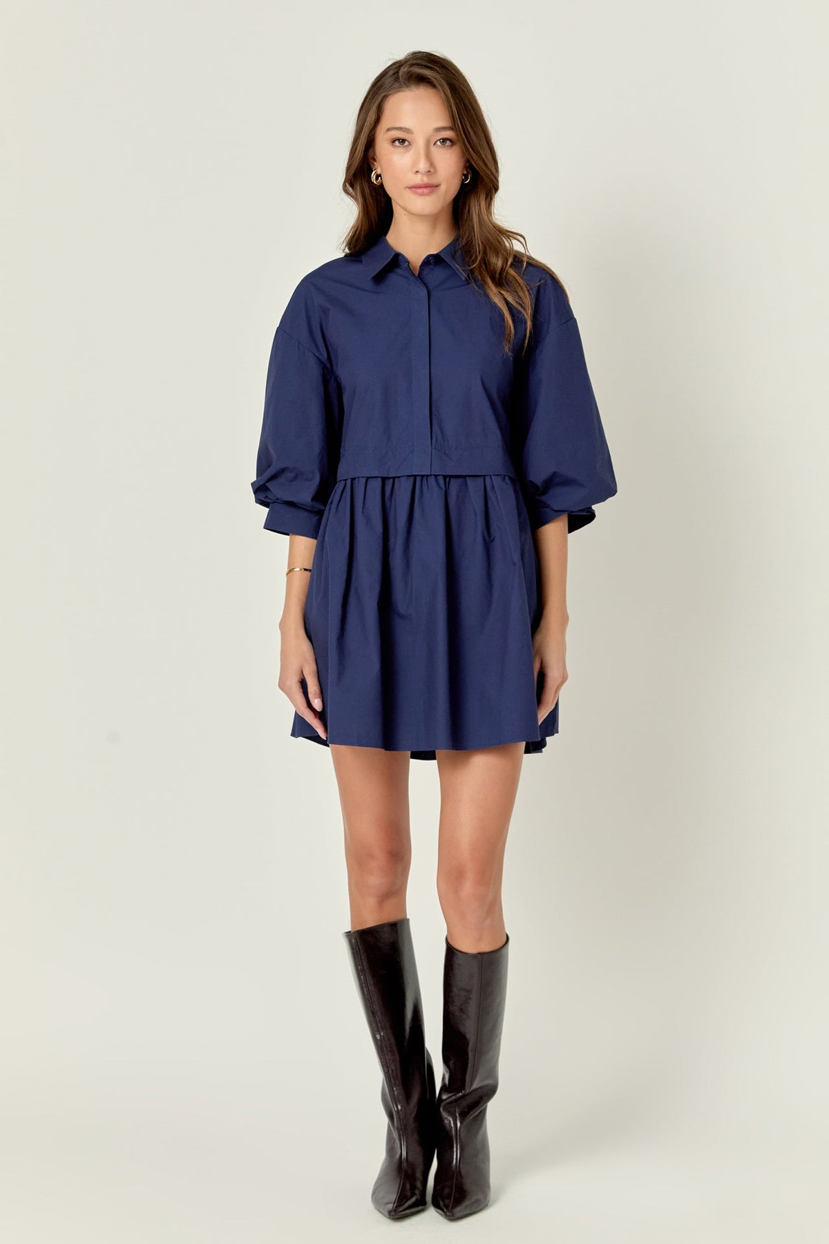 ENGLISH FACTORY - English Factory - Puff Sleeve Shirt Dress - DRESSES available at Objectrare