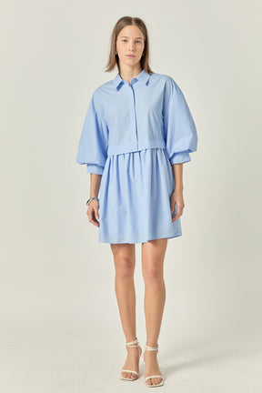 ENGLISH FACTORY - Puff Sleeve Shirt Dress - DRESSES available at Objectrare