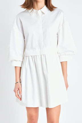 ENGLISH FACTORY - Puff Sleeve Shirt Dress - DRESSES available at Objectrare