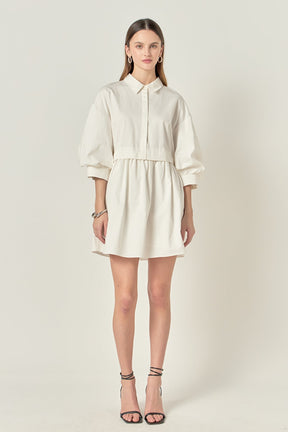 ENGLISH FACTORY - Puff Sleeve Shirt Dress - DRESSES available at Objectrare