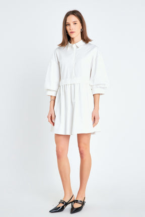 ENGLISH FACTORY - Puff Sleeve Shirt Dress - DRESSES available at Objectrare