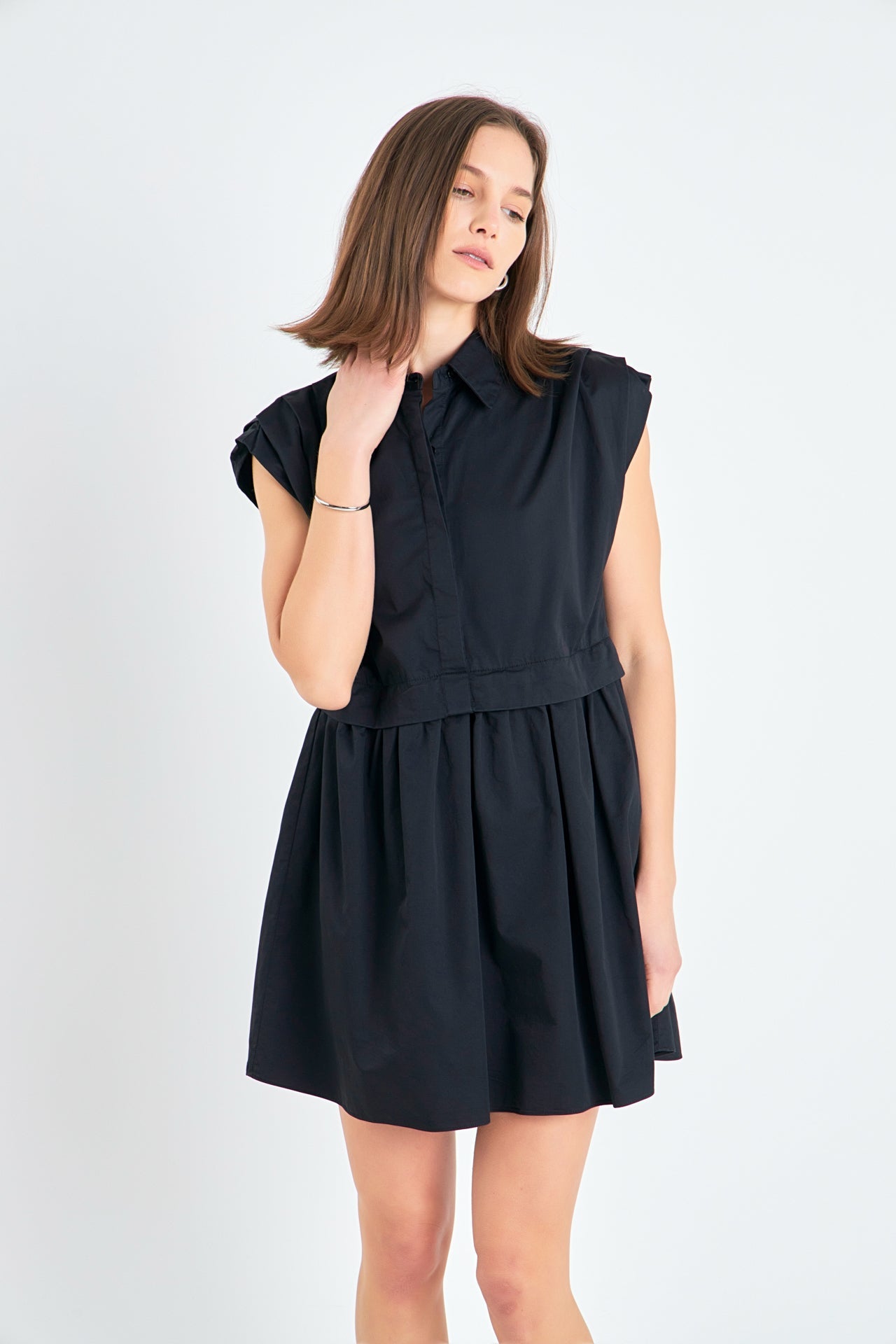 ENGLISH FACTORY - Pleated Shoulder Shirt Dress - DRESSES available at Objectrare