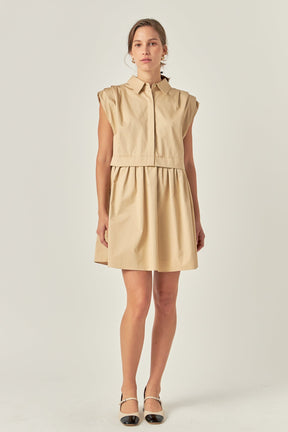 ENGLISH FACTORY - English Factory - Pleated Shoulder Shirt Dress - DRESSES available at Objectrare