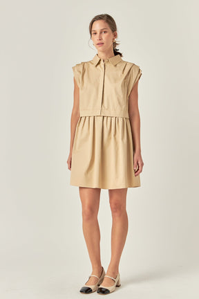 ENGLISH FACTORY - English Factory - Pleated Shoulder Shirt Dress - DRESSES available at Objectrare