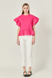 ENGLISH FACTORY - English Factory - Mixed Media Knit Top in Fuchsia - TOPS available at Objectrare