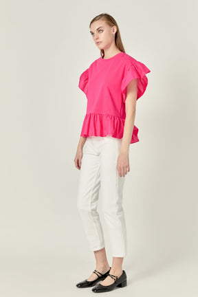 ENGLISH FACTORY - English Factory - Mixed Media Knit Top in Fuchsia - TOPS available at Objectrare