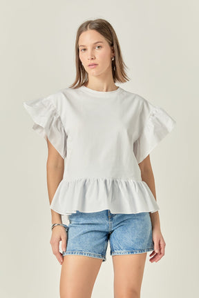 ENGLISH FACTORY - Mixed Media Knit Top - TOPS available at Objectrare