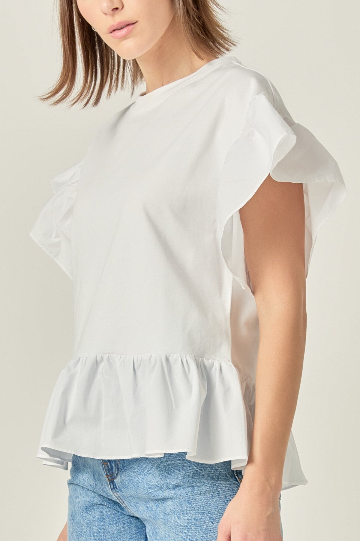ENGLISH FACTORY - Mixed Media Knit Top - TOPS available at Objectrare