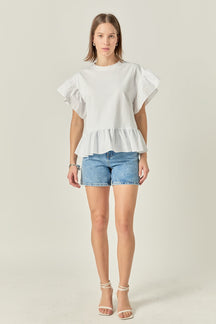 ENGLISH FACTORY - Mixed Media Knit Top - TOPS available at Objectrare