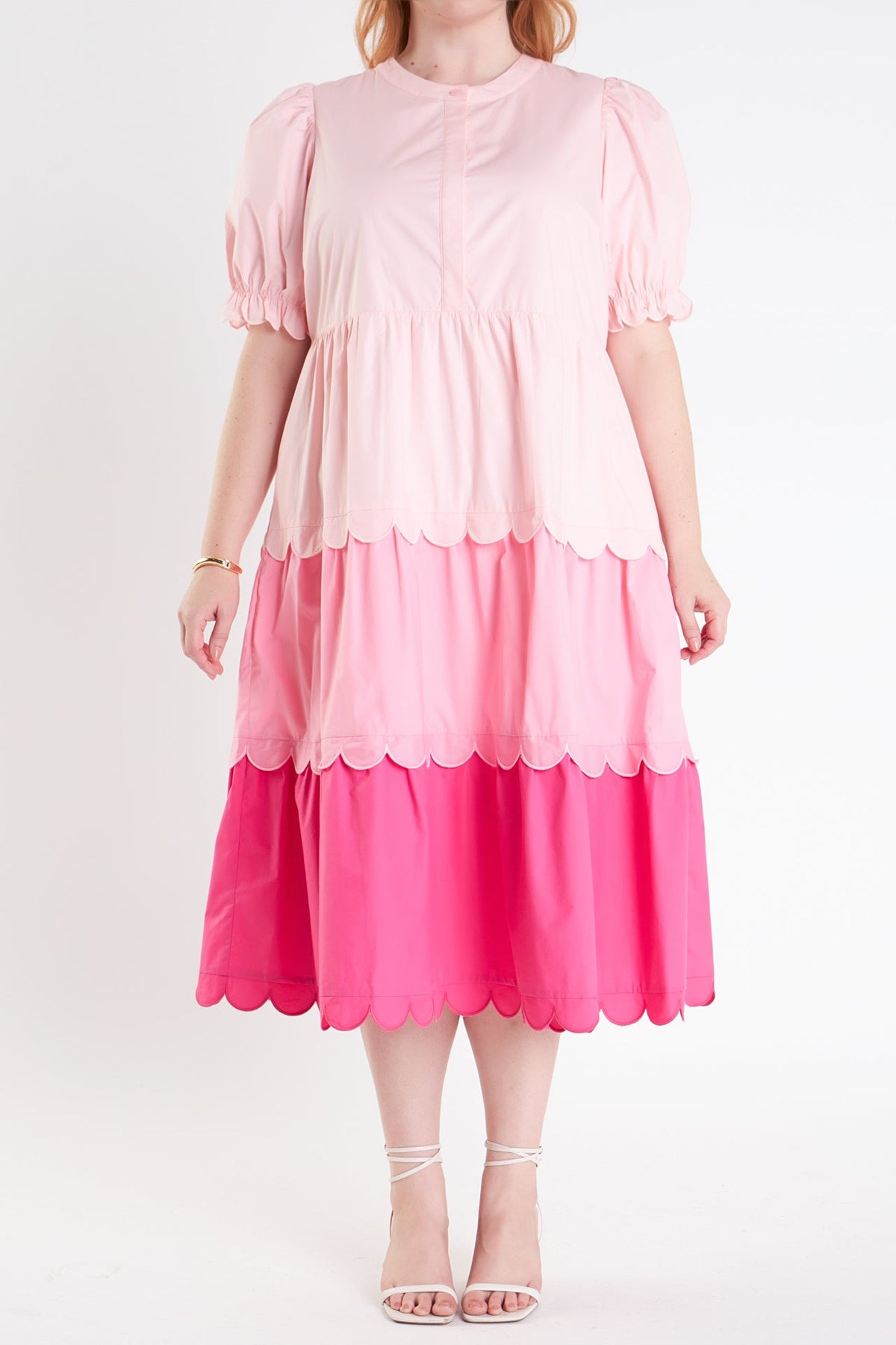Plus Size Colorblock Scallop Dress