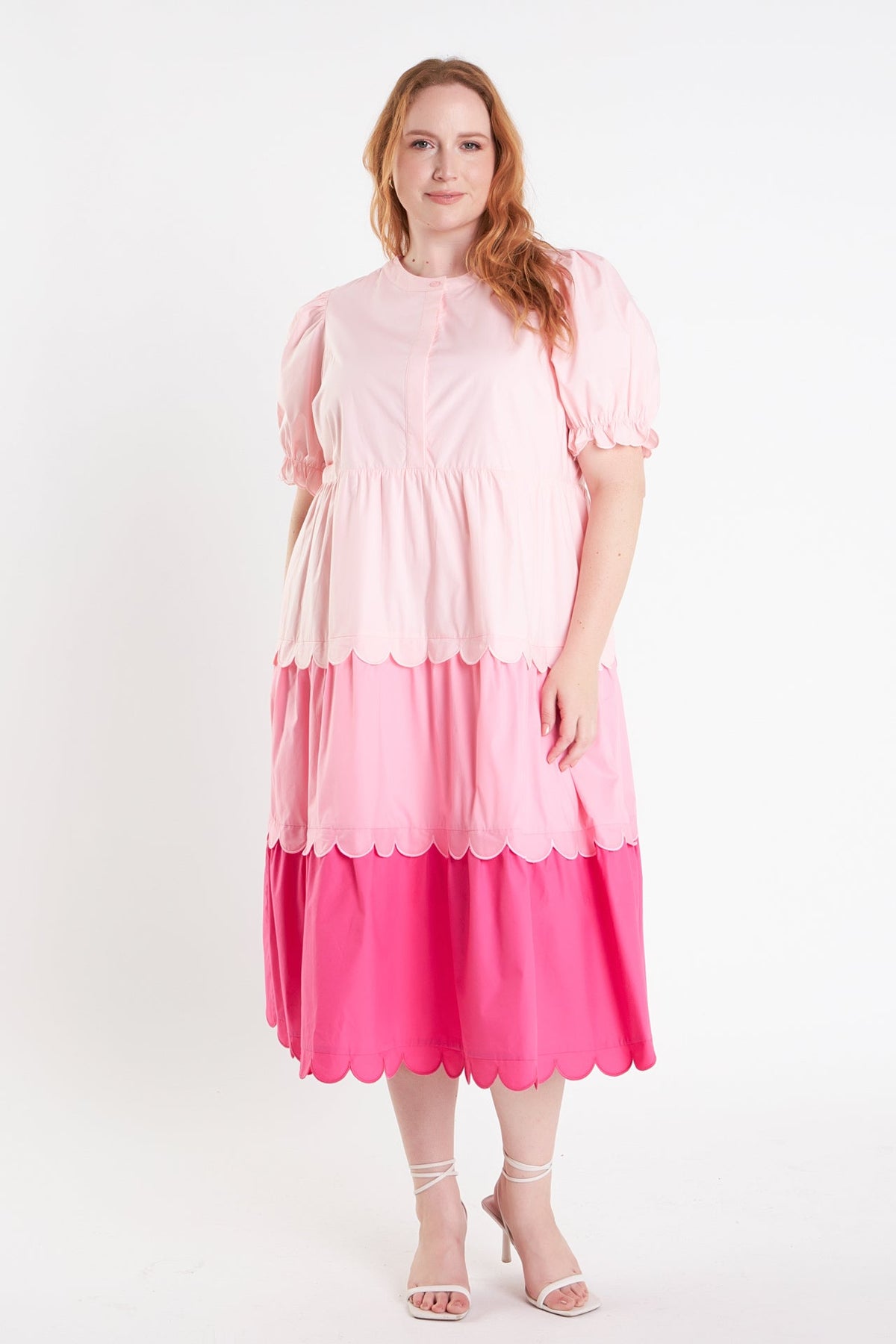 Plus Size Colorblock Scallop Dress