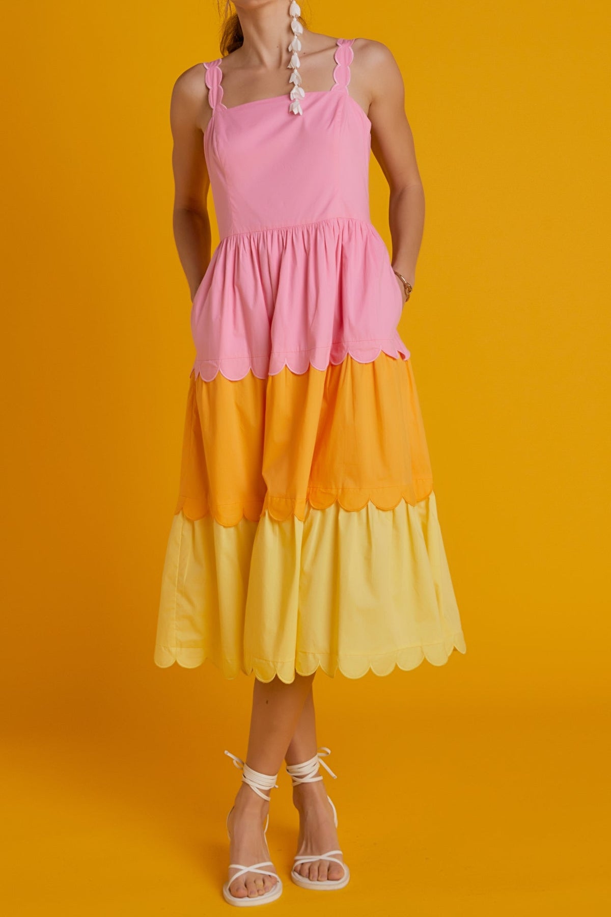 ENGLISH FACTORY - Colorblock Scallop Dress - DRESSES available at Objectrare