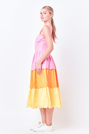 ENGLISH FACTORY - Colorblock Scallop Dress - DRESSES available at Objectrare