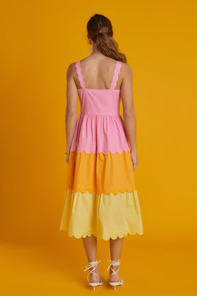 ENGLISH FACTORY - Colorblock Scallop Dress - DRESSES available at Objectrare