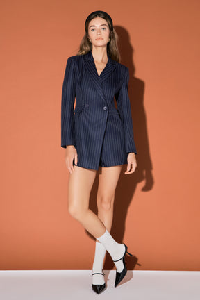 ENGLISH FACTORY - Pinstripe Blazer Romper - ROMPERS available at Objectrare