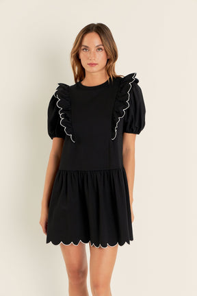 Scallop Edge Knit Mini Dress