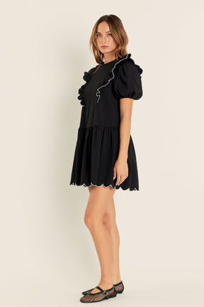 Scallop Edge Knit Mini Dress