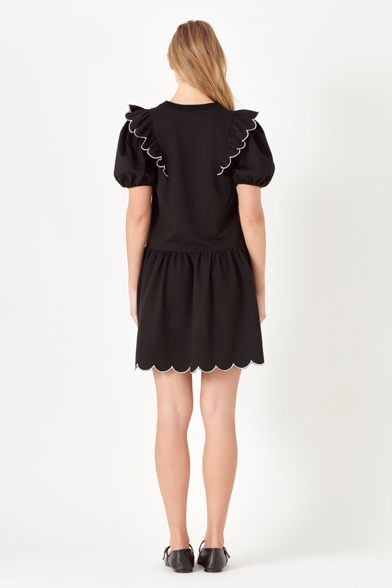 ENGLISH FACTORY - Scallop Edge Knit Mini Dress - DRESSES available at Objectrare