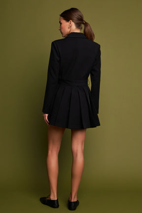 ENGLISH FACTORY - Back Pleated Blazer Romper - ROMPERS available at Objectrare