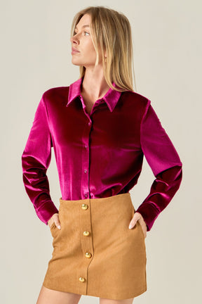 ENGLISH FACTORY - Velvet Classic Shirt - BLOUSES available at Objectrare