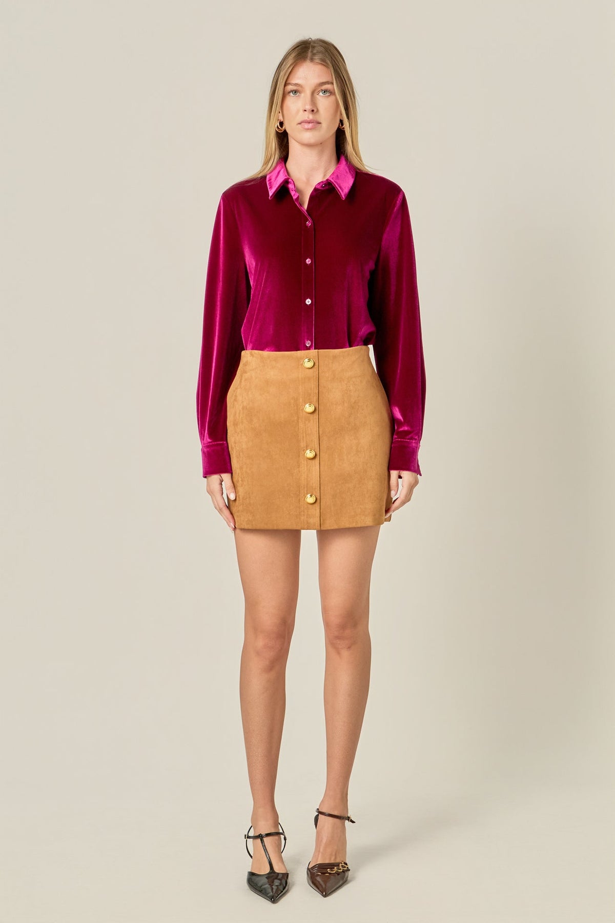 ENGLISH FACTORY - Velvet Classic Shirt - BLOUSES available at Objectrare