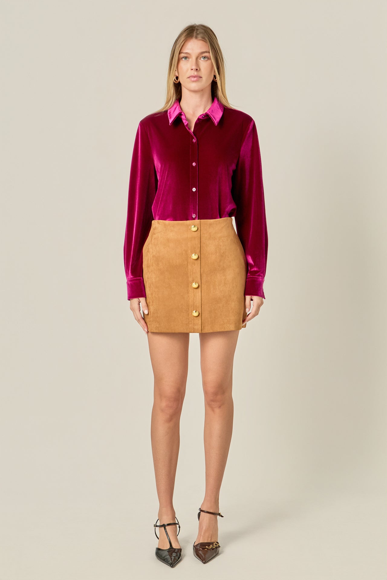 ENGLISH FACTORY - Velvet Classic Shirt - BLOUSES available at Objectrare