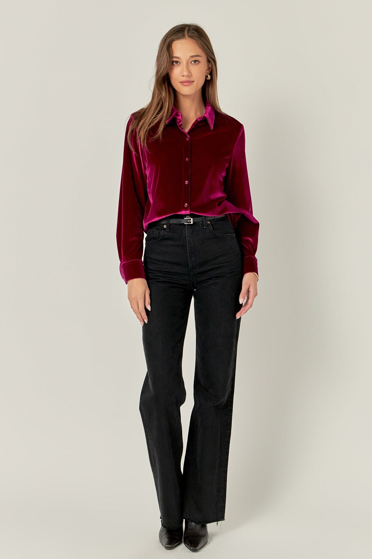 ENGLISH FACTORY - Velvet Classic Shirt - BLOUSES available at Objectrare