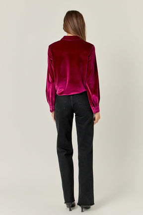ENGLISH FACTORY - Velvet Classic Shirt - BLOUSES available at Objectrare