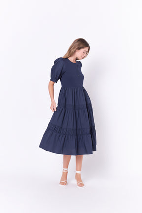 ENGLISH FACTORY - Mixed Media Midi Dress - DRESSES available at Objectrare