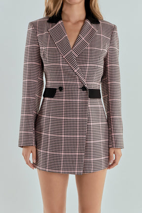 ENDLESS ROSE - Houndstooth Contrast Romper - ROMPERS available at Objectrare