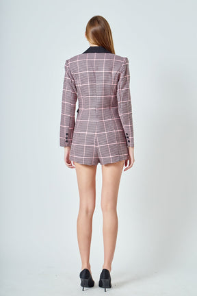 ENDLESS ROSE - Houndstooth Contrast Romper - ROMPERS available at Objectrare