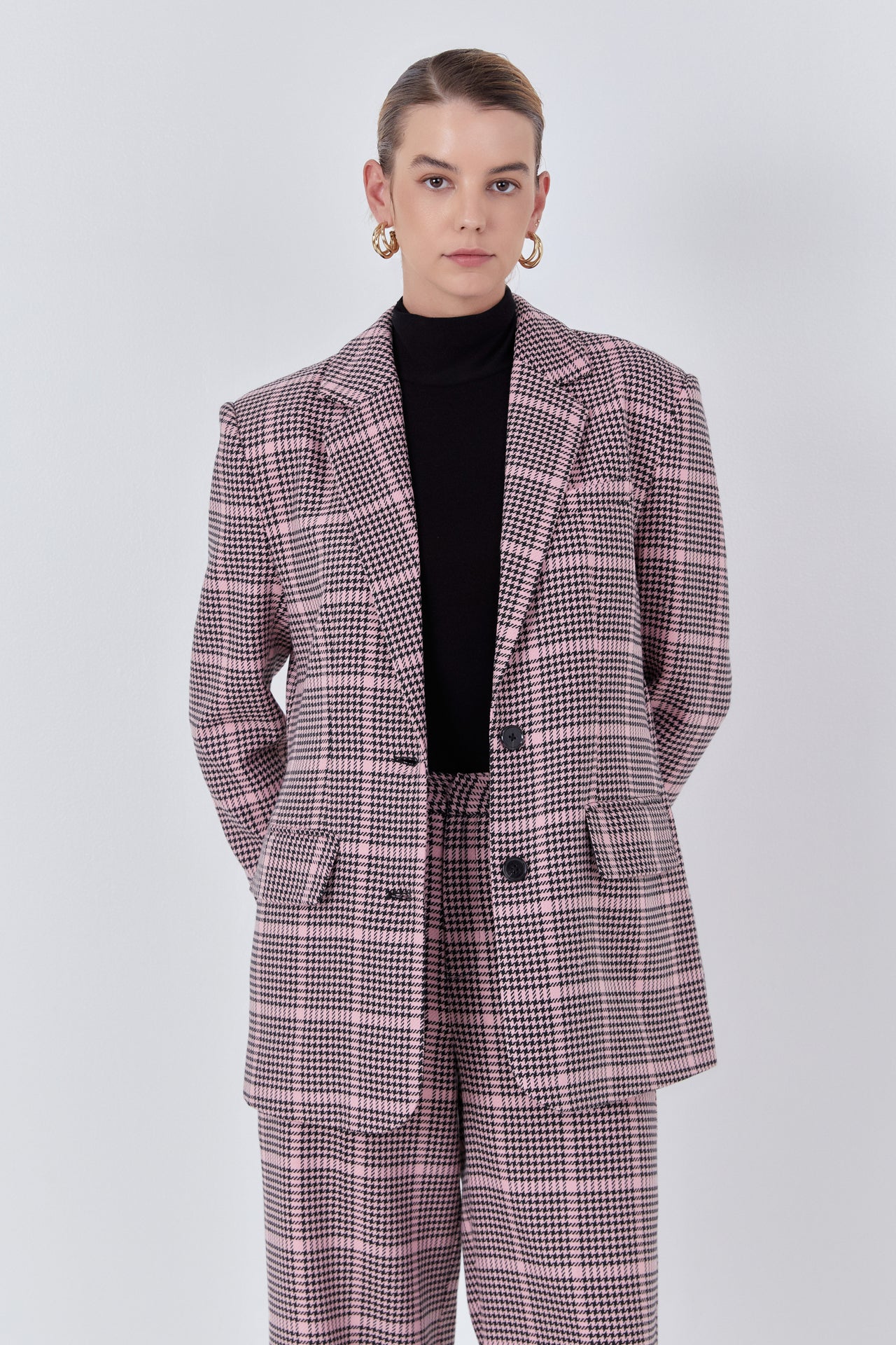 ENDLESS ROSE - Houndstooth Oversize Blazer - BLAZERS available at Objectrare