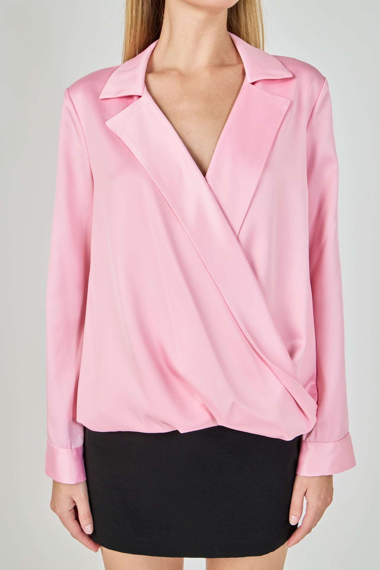ENDLESS ROSE - Wrapped Satin Blouse - SHIRTS & BLOUSES available at Objectrare