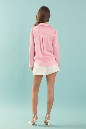 ENDLESS ROSE - Wrapped Satin Blouse - SHIRTS & BLOUSES available at Objectrare